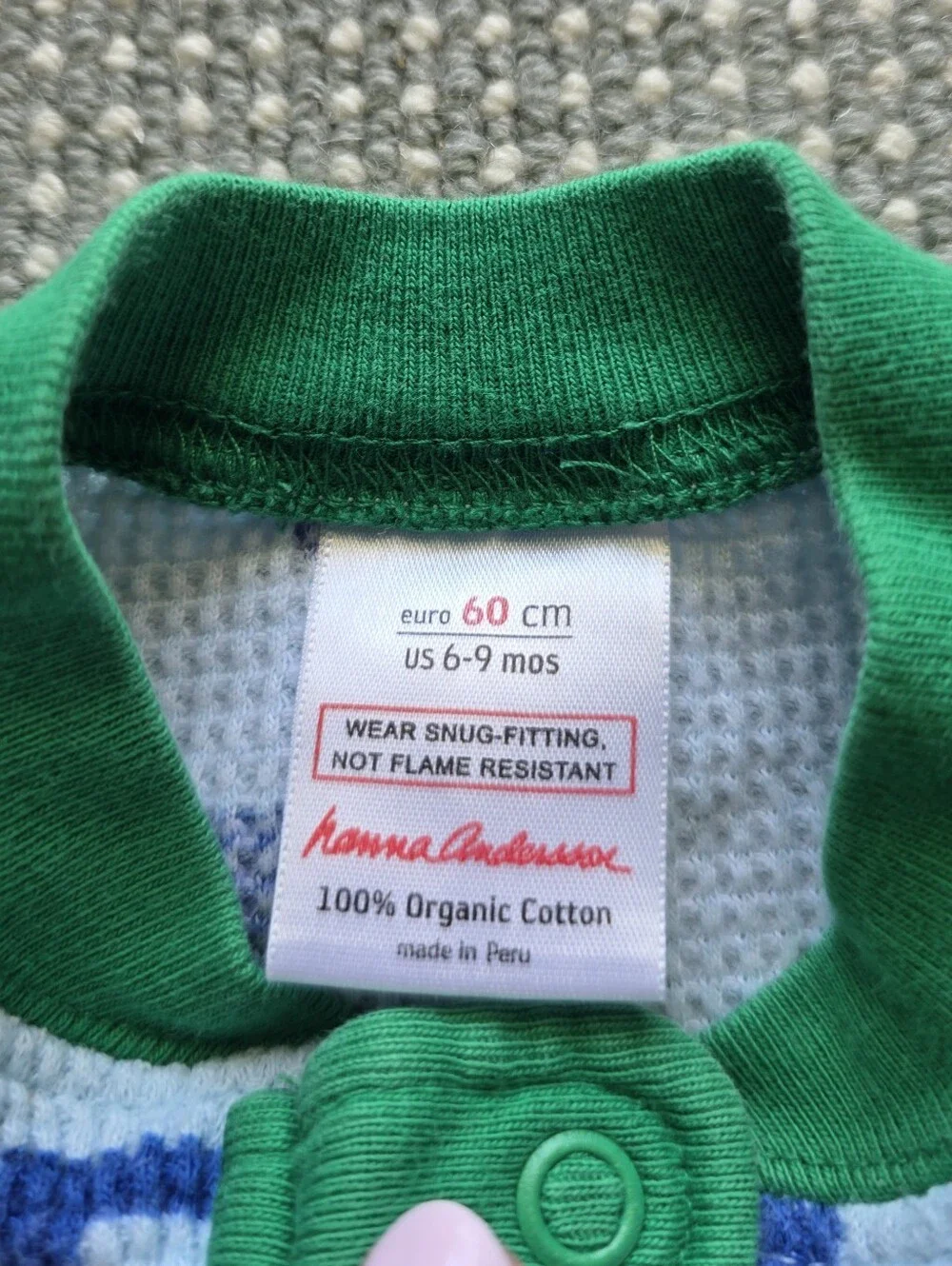 Hanna Andersson Light Blue Robot Print Footie with Green Trim